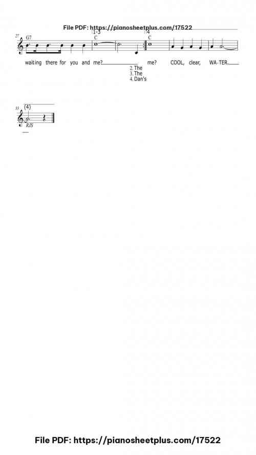 Cool Water by Sons of the Pioneers Level Easy 4 Cool Water piano sheet music free pdf