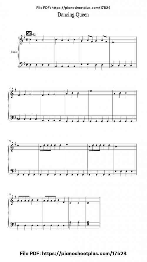 Dancing Queen by ABBA Level Easy 6 Dancing Queen by ABBA Level Easy