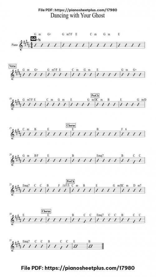 Dancing with Your Ghost by Sasha Sloan Level Easy 2 Dancing with Your Ghost piano sheet music free pdf