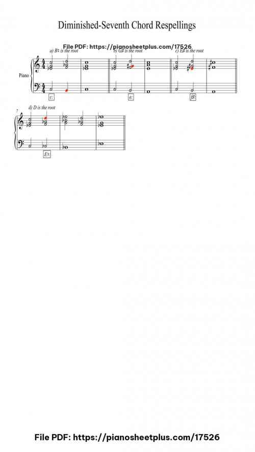 Diminished-Seventh Chord Respellings by Kylejy Burrene Level Beginner 2 Diminished-Seventh Chord Respellings piano sheet music free pdf