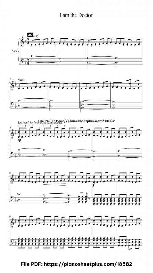 Dr. Who Suite - I am the Doctor by Murray Gold Level Advanced 13 Dr. Who Suite - I am the Doctor piano sheet music free pdf