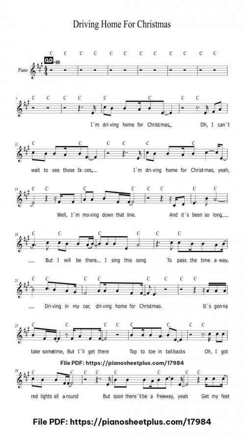 Driving Home For Christmas by Chris Rea Level Easy 4 Driving Home For Christmas piano sheet music free pdf
