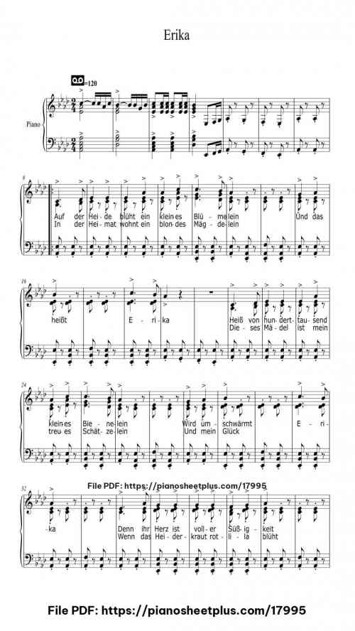 Erika by Herms Niel Level Intermediate 3 Erika piano sheet music free pdf