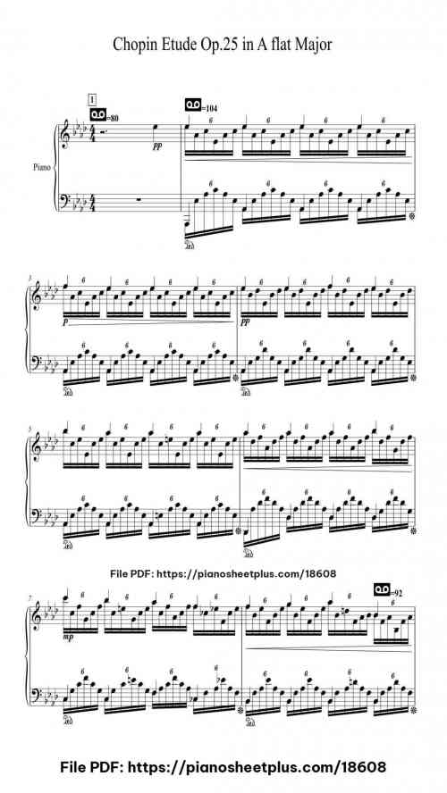 Etude in A flat Major, Op. 25 by Frédéric Chopin Level Professional 21 Etude in A flat Major, Op. 25 piano sheet music free pdf