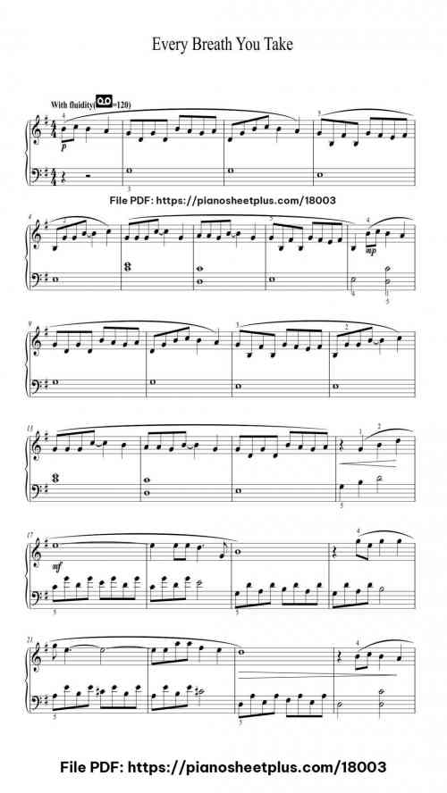 Every Breath You Take by The Police Level Beginner 4 Every Breath You Take piano sheet music free pdf