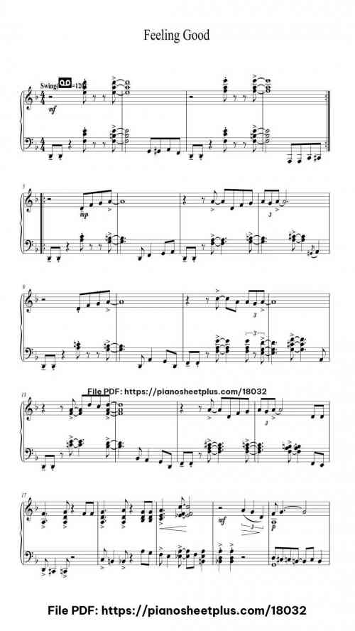 Feeling Good by Michael Bublé Level Mid-Advanced 5 Feeling Good piano sheet music free pdf