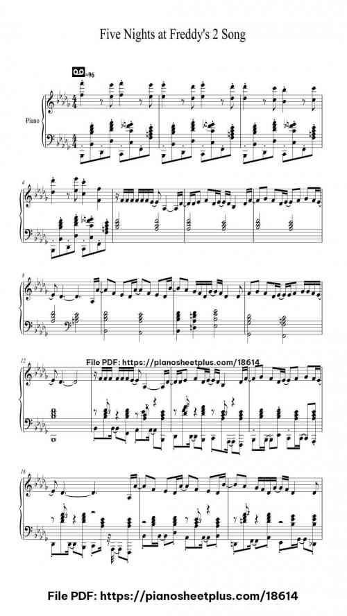 Five Nights at Freddy's 2 Song by The Living Tombstone Level Advanced 6 Five Nights at Freddy's 2 Song piano sheet music free pdf