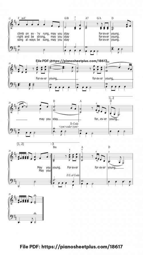 Forever Young by Bob Dylan Level Intermediate 4 Forever Young piano sheet music free pdf