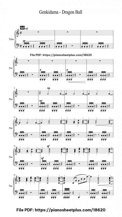Genkidama - Dragon Ball by - Level Intermediate 3 Genkidama - Dragon Ball piano sheet music free pdf