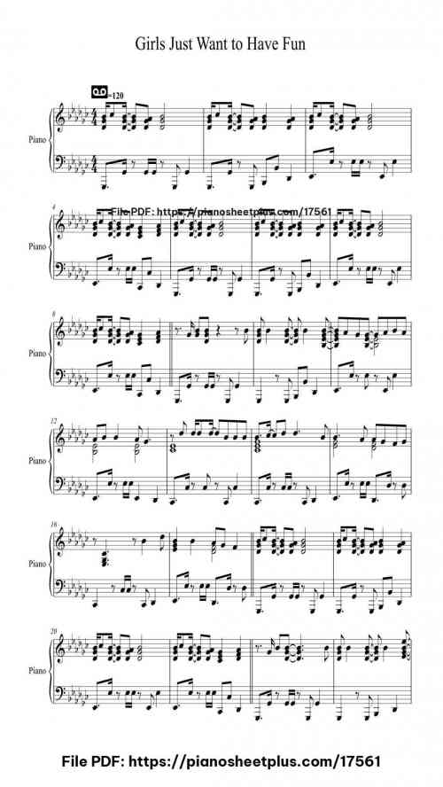 Girls Just Want to Have Fun by Cyndi Lauper Level Mid-Advanced 5 Girls Just Want to Have Fun piano sheet music free pdf