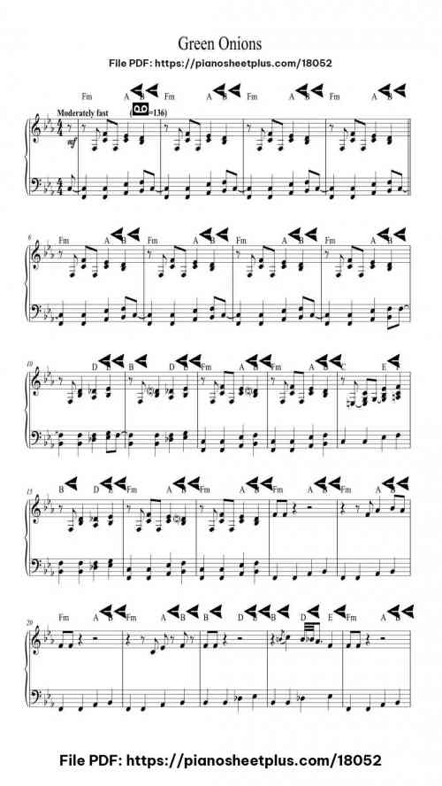 Green Onions by Booker T. & The MG's Level Intermediate 5 Green Onions piano sheet music free pdf