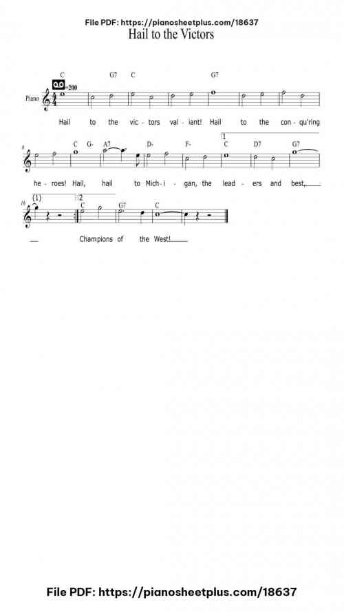 Hail to the Victors by Louis Elbert Level Easy 2 Hail to the Victors piano sheet music free pdf