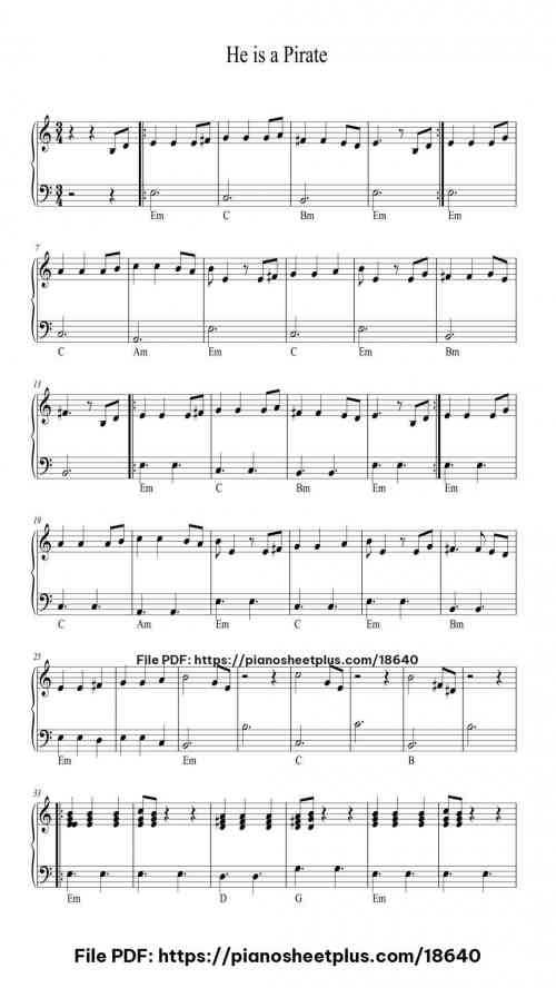 He is a Pirate by Klaus Badelt Level Beginner 3 He is a Pirate piano sheet music free pdf