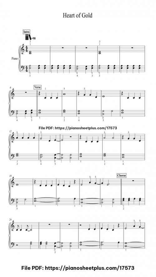 Heart of Gold by Neil Young Level Easy 4 Heart of Gold piano sheet music free pdf