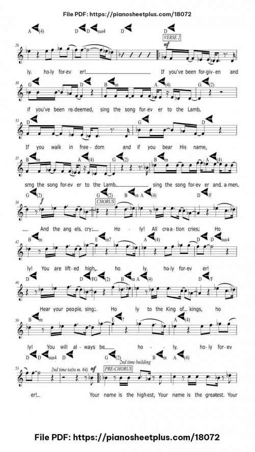 Holy Forever by Brian Johnson/Chris Tomlin/Jason Ingram/Jenn Johnson/Phil Wickham Level Beginner 5 Holy Forever piano sheet music free pdf