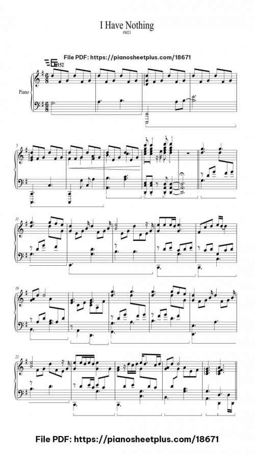 I Have Nothing by Whitney Houston Level Mid-Advanced 6 I Have Nothing piano sheet music free pdf