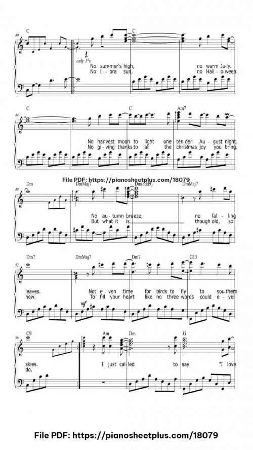 I Just Called to Say I Love You by Stevie Wonder Level Intermediate 9 I Just Called to Say I Love You piano sheet music free pdf