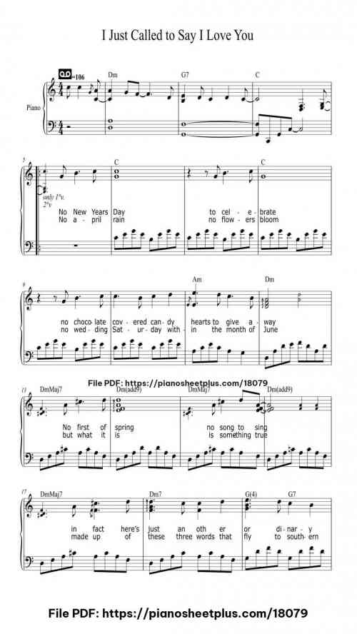 I Just Called to Say I Love You by Stevie Wonder Level Intermediate 4 I Just Called to Say I Love You by Stevie Wonder Level Intermediate