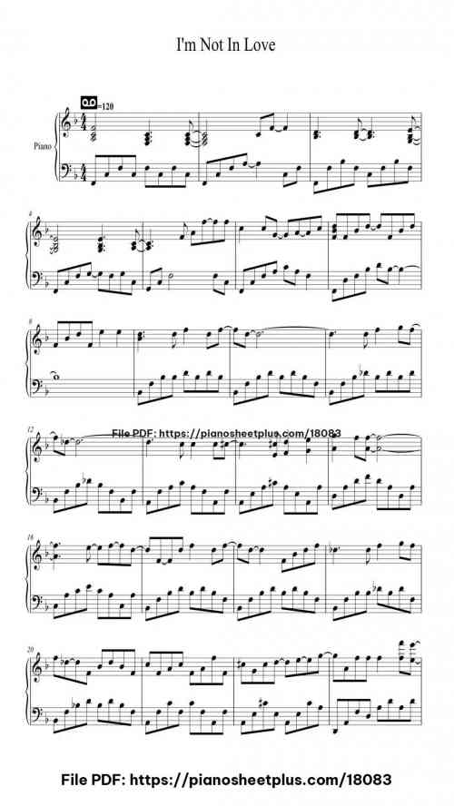 I'm Not In Love by 10cc Level Beginner 4 I'm Not In Love piano sheet music free pdf