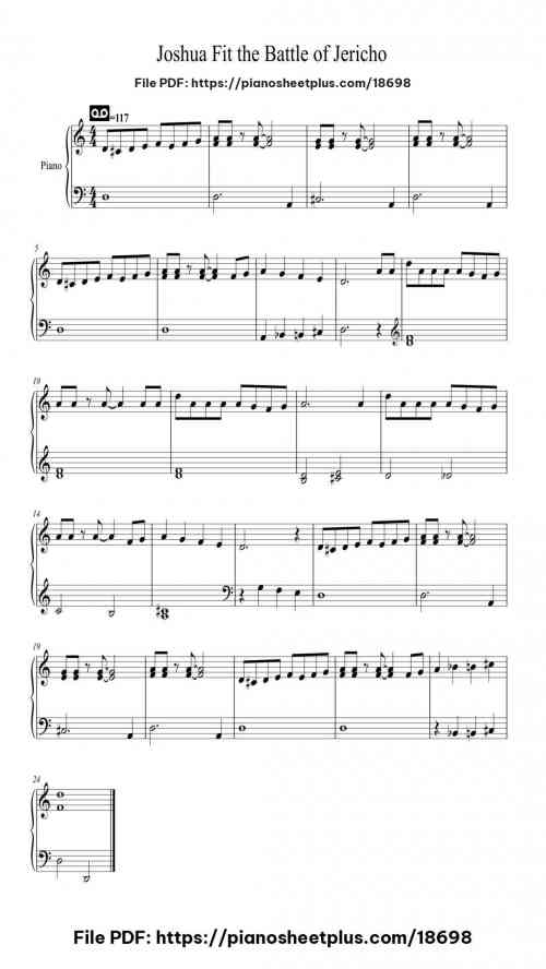 Joshua Fit the Battle of Jericho by Spiritual Level Easy 2 Joshua Fit the Battle of Jericho piano sheet music free pdf