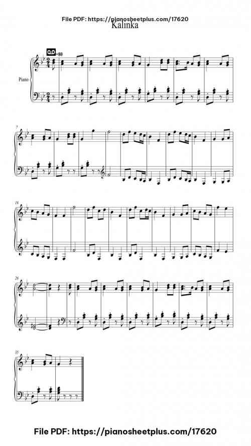 Kalinka by - Level Beginner 2 Kalinka piano sheet music free pdf