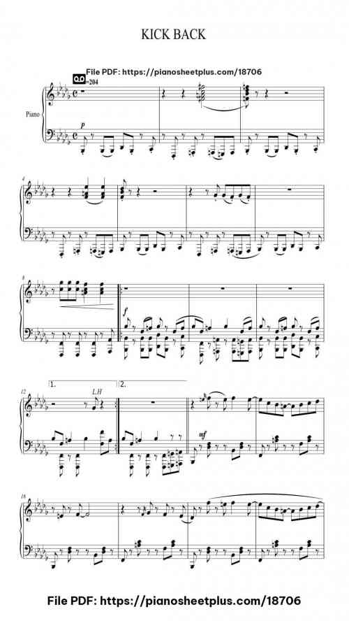 KICK BACK by Kenshi Yonezu Level Mid-Advanced 8 KICK BACK piano sheet music free pdf