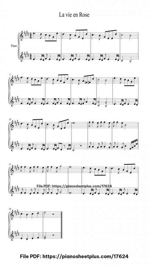 La vie en Rose by Édith Piaf Level Beginner 2 La vie en Rose piano sheet music free pdf