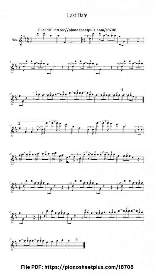 Last Date by Floyd Cramer Level Beginner 2 Last Date piano sheet music free pdf