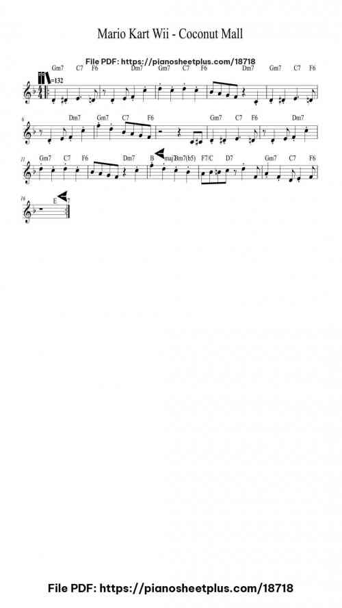Mario Kart Wii - Coconut Mall by Ryo Nagamatsu Level Easy 2 Mario Kart Wii - Coconut Mall piano sheet music free pdf