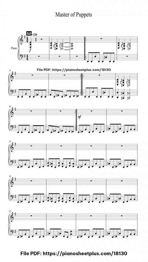 Master of Puppets by Metallica Level Mid-Advanced 9 Master of Puppets by Metallica Level Mid-Advanced