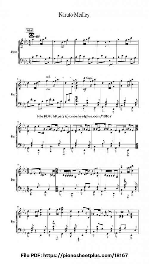 Naruto Medley by Kyle Landry Level Advanced 8 Naruto Medley piano sheet music free pdf