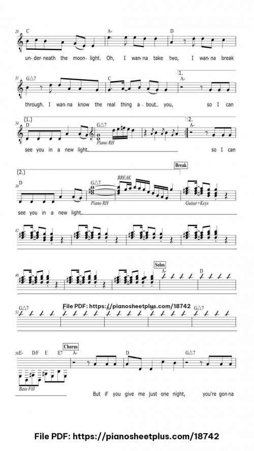 New Light by John Mayer Level Beginner 5 New Light piano sheet music free pdf