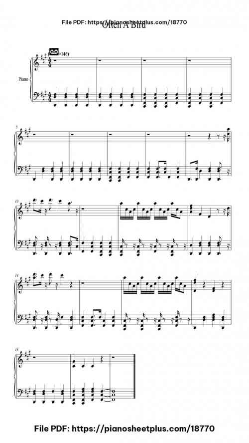Often A Bird by Wim Mertens Level Intermediate 2 Often A Bird piano sheet music free pdf