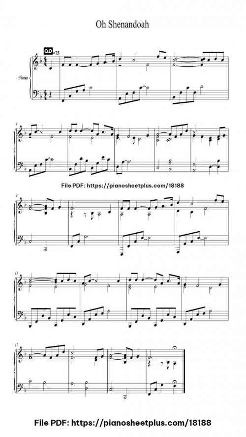 Oh Shenandoah by American Traditional Level Intermediate 2 Oh Shenandoah piano sheet music free pdf
