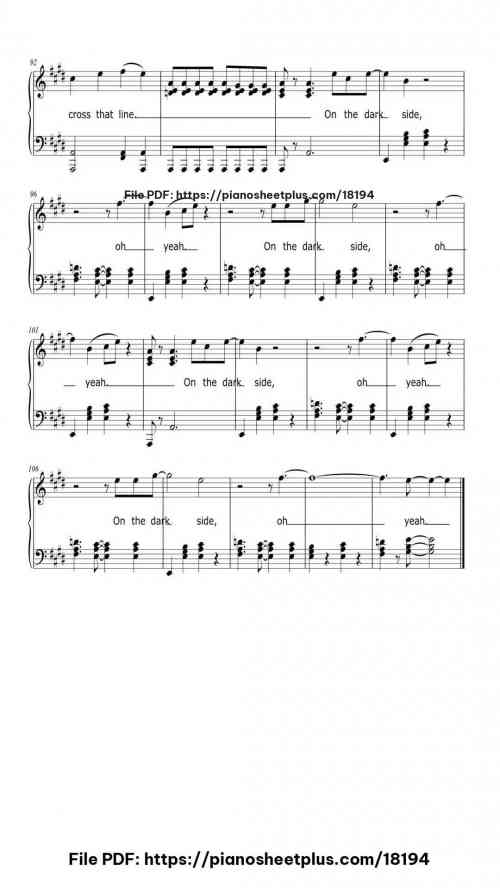 On The Dark Side by John Cafferty and the Beaver Brown Band Level Beginner 10 On The Dark Side piano sheet music free pdf