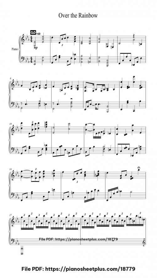 Over the Rainbow by Harold Arlen Level Intermediate 4 Over the Rainbow piano sheet music free pdf