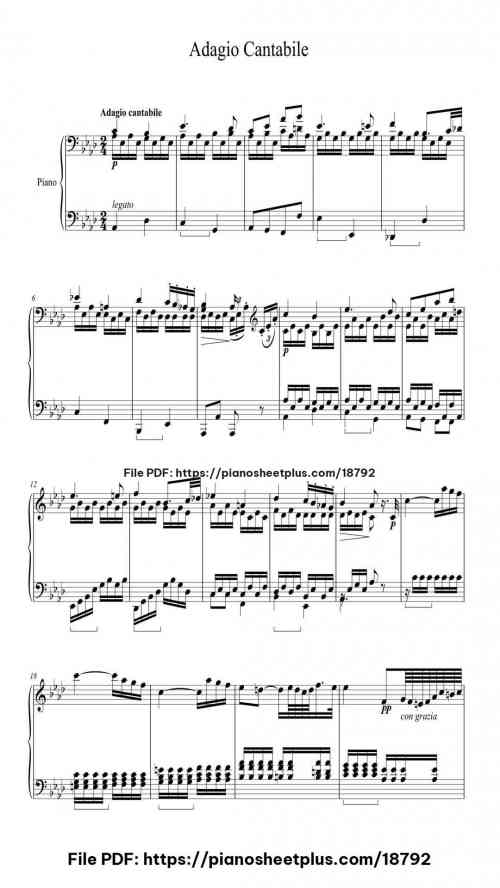 Piano Sonata No. 8 in C Minor, Op. 13 "Pathétique": II. Adagio cantabile by Ludwig van Beethoven Level Advanced 5 Piano Sonata No. 8 in C Minor, Op. 13 "Pathétique": II. Adagio cantabile piano sheet music free pdf