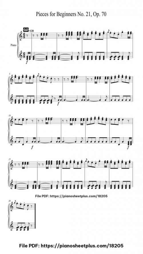 Pieces for Beginners No. 21, Op. 70 by Johann Hermann Berens Level Beginner 5 Pieces for Beginners No. 21, Op. 70 by Johann Hermann Berens Level Beginner