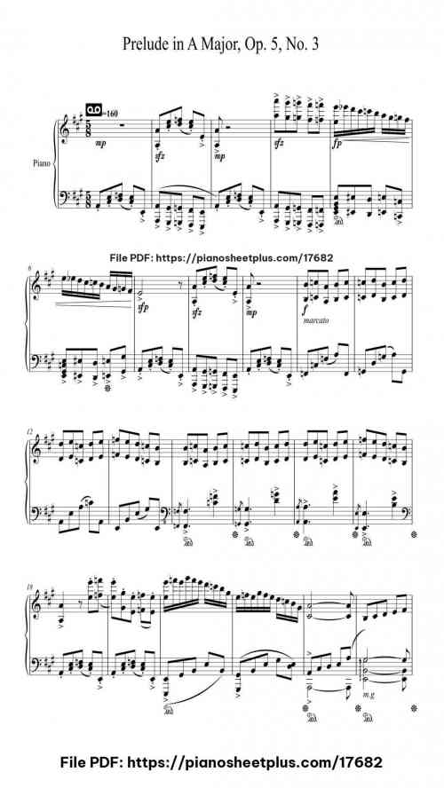 Prelude in A Major, Op. 5, No. 3 by Ramskay Level Mid-Advanced 8 Prelude in A Major, Op. 5, No. 3 piano sheet music free pdf