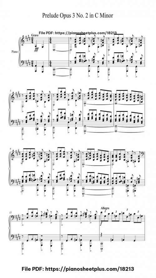Prelude in C-Sharp Minor, Op. 3 No. 2 by Sergey Rachmaninoff Level Intermediate 5 Prelude in C-Sharp Minor, Op. 3 No. 2 piano sheet music free pdf