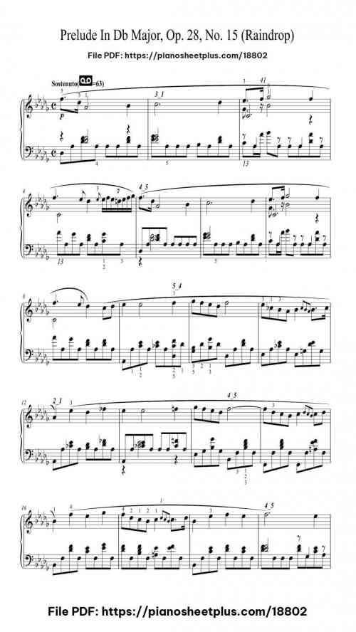 Prelude in D-flat Major, Op. 28, No. 15 "Raindrop" by Frédéric Chopin Level Mastery 6 Prelude in D-flat Major, Op. 28, No. 15 "Raindrop" piano sheet music free pdf