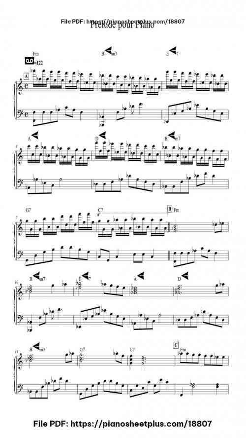 Prélude pour Piano by Saint Preux Level Beginner 5 Prélude pour Piano piano sheet music free pdf