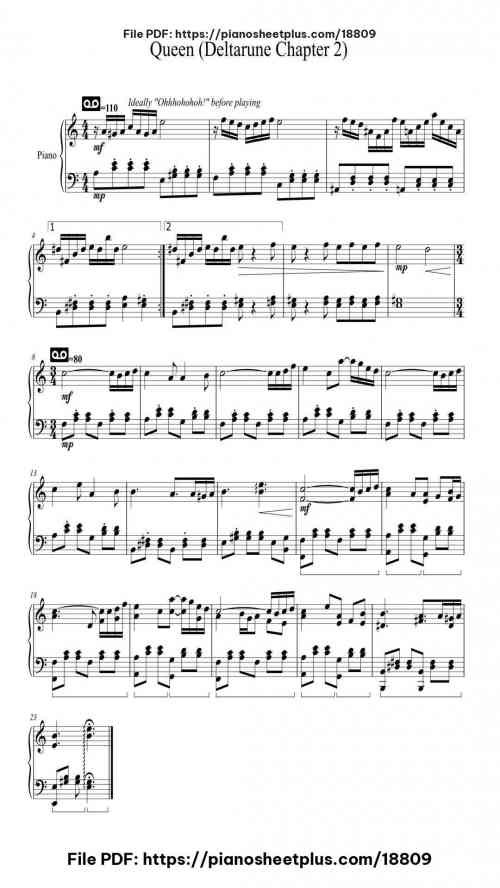 Queen (Deltarune Chapter 2) - Piano Arrangement by Toby Fox Level Intermediate 2 Queen (Deltarune Chapter 2) - Piano Arrangement piano sheet music free pdf