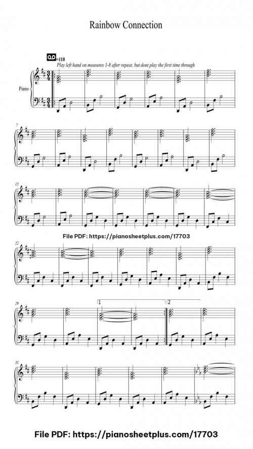 Rainbow Connection by The Muppets Level Beginner 4 Rainbow Connection piano sheet music free pdf