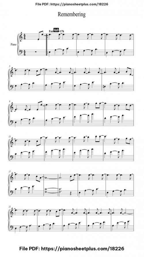 Remembering by Avishai Cohen Level Beginner 4 Remembering piano sheet music free pdf