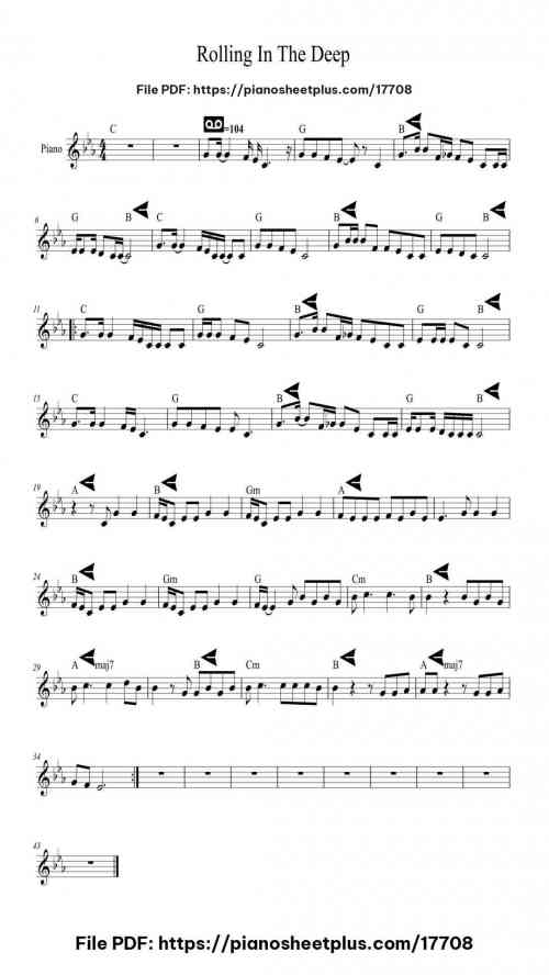 Rolling In The Deep by Adele Level Beginner 12 Rolling In The Deep by Adele Level Beginner