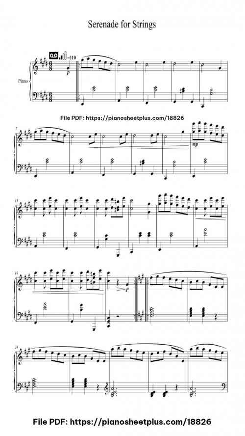 Serenade for Strings in E Major, Op. 22 by Antonín Dvořák Level Intermediate 4 Serenade for Strings in E Major, Op. 22 piano sheet music free pdf