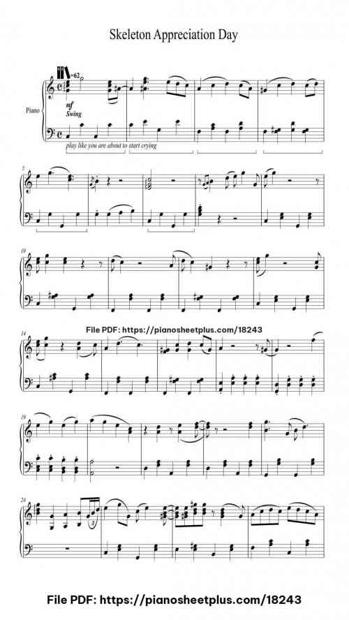 Skeleton Appreciation Day in Vestal, NY (Bones) by Will Wood and the Tapeworms Level Intermediate 6 Skeleton Appreciation Day in Vestal, NY (Bones) piano sheet music free pdf