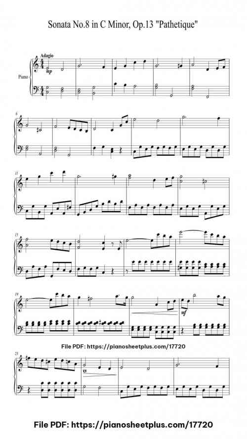 Sonata No. 8 in C Minor, Op. 13 "Pathetique" by Ludwig van Beethoven Level Beginner 3 Sonata No. 8 in C Minor, Op. 13 "Pathetique" piano sheet music free pdf