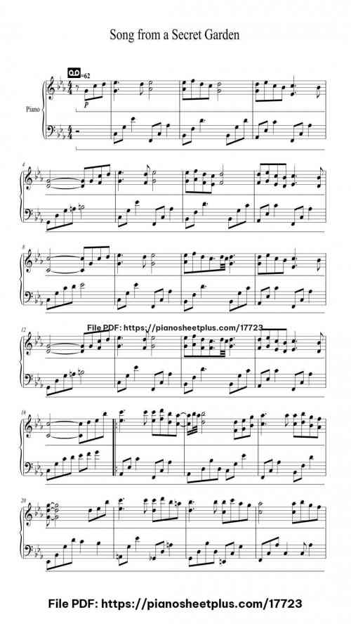 Song from a Secret Garden by - Level Intermediate 3 Song from a Secret Garden piano sheet music free pdf